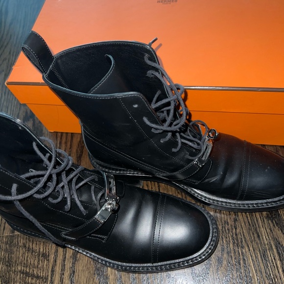 Hermes Kelly Ankle boot size 39.5 EU Glossed Calfskin black - Picture 2 of 16